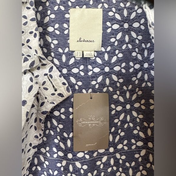 Anthropologie Elevenses NEW Eyelet Lace Trench Coat Jacket Cotton Lightweight 8 - Picture 14 of 16